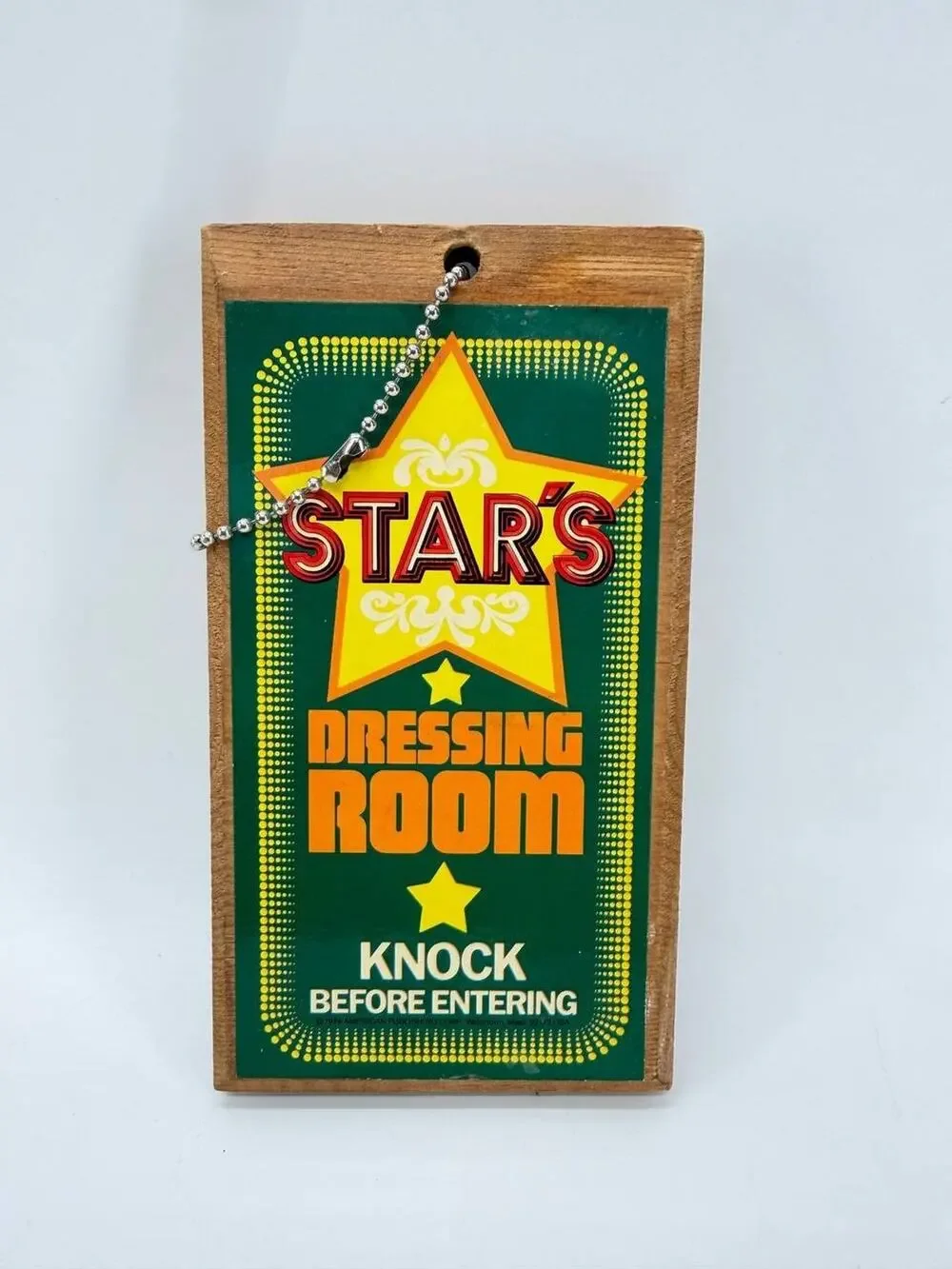 Vintage 1974 Star's Dressing Room Knock Before Entering Wood Sign